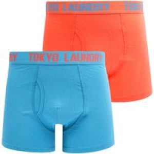 Mens Underwear Saxen (2 Pack) Boxer Shorts Set in Niagara Falls Blue / Hot Coral / S – Tokyo Laundry