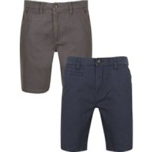 2 Pack Shorts Daly 2 Pack Cotton Twill Chino Shorts with Stretch in Mood Indigo / Dark Grey – South Shore / S – Tokyo Laundry