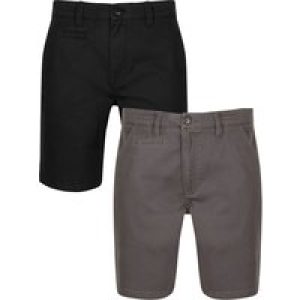 2 Pack Shorts Daly 2 Pack Cotton Twill Chino Shorts with Stretch in Dark Grey / Jet Black – South Shore / L – Tokyo Laundry