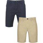 2 Pack Shorts Daly 2 Pack Cotton Twill Chino Shorts with Stretch in Mood Indigo / Stone – South Shore / M – Tokyo Laundry