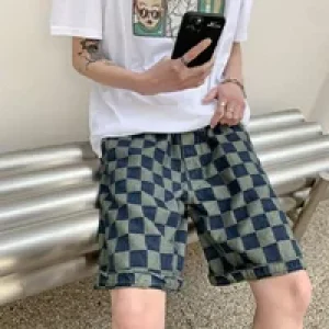 With Pockets Half Man Denim Shorts Long Wide Bermuda Baggy Drawstring Straight Short Jeans Pants for Men Loose Buttons Xxxl Rude
