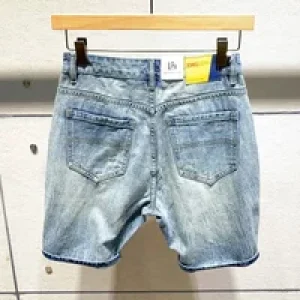 Male Denim Shorts Wide Baggy Ripped Loose Cowboy Designer Rude Streetwear Vintage Stretchable Wih Zipper Men’s Short Jeans Pants